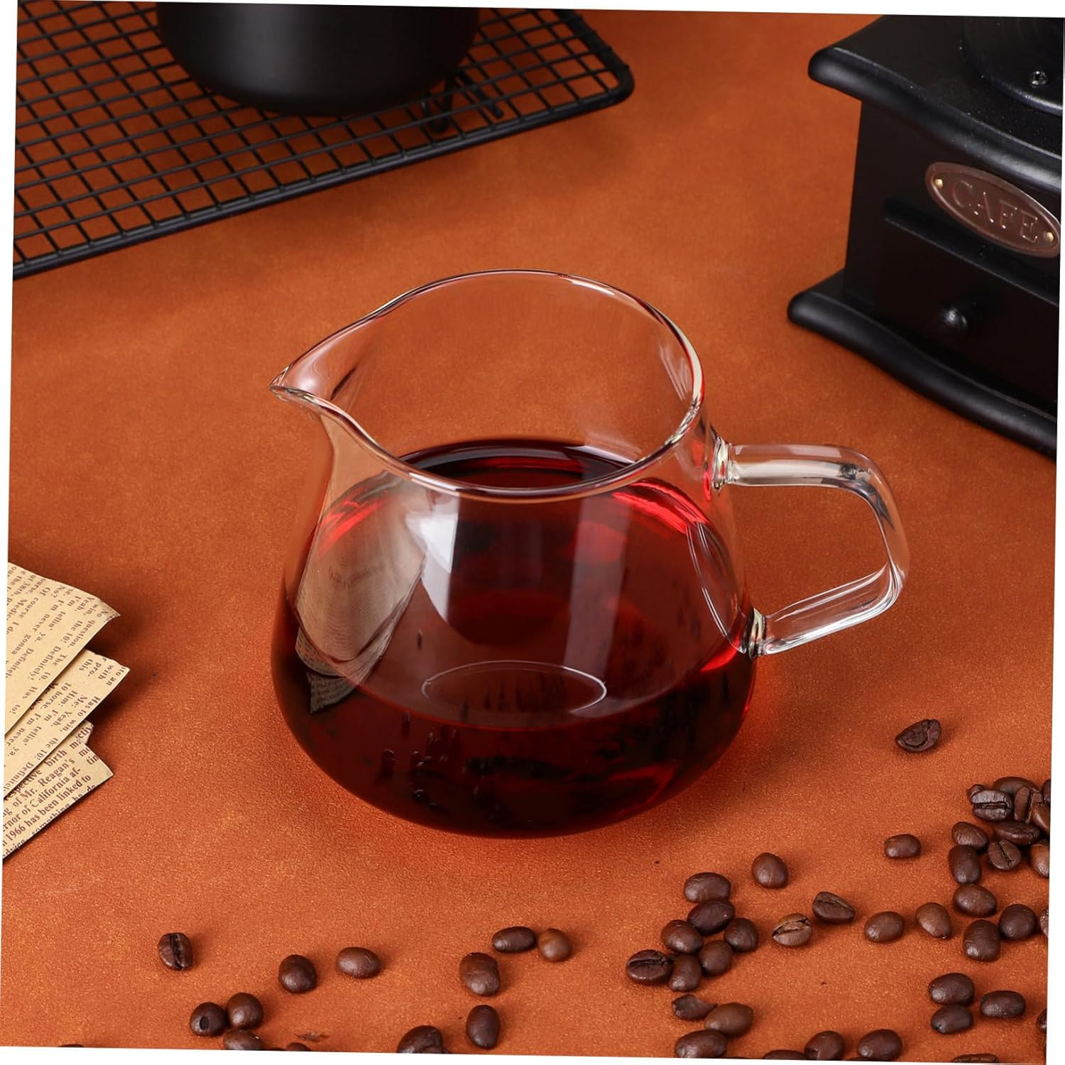 1Pc Transparent Glass Kettle Heat Resistant Coffee Pot for Home Brewing Ergonomic Handle for Tea Milk Juice and More image number 5