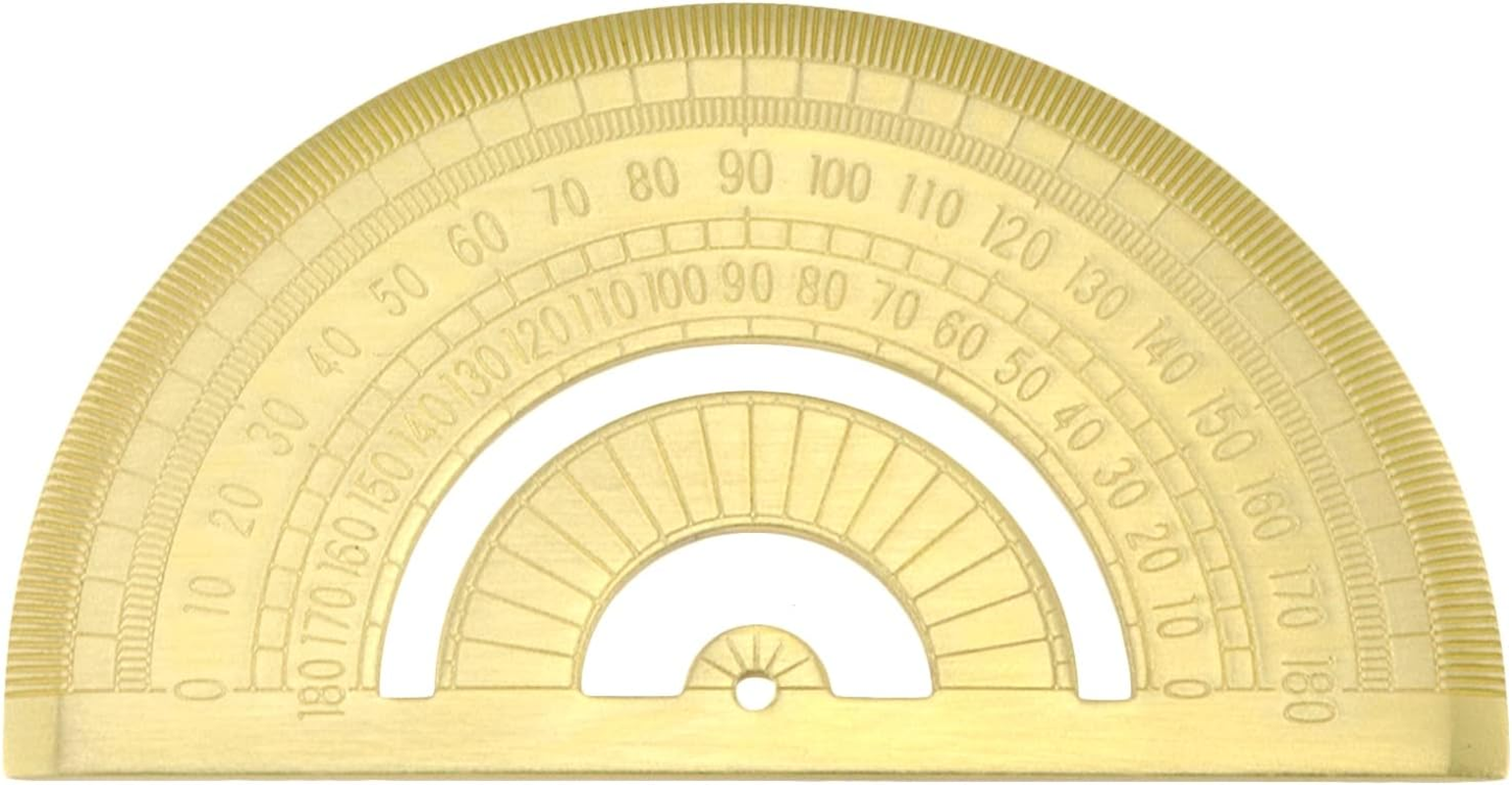 HEVSTIL Gold Brass Protractor,Thicken Ruler Copper Metal Protractor for Students Architects Engineers image number 2