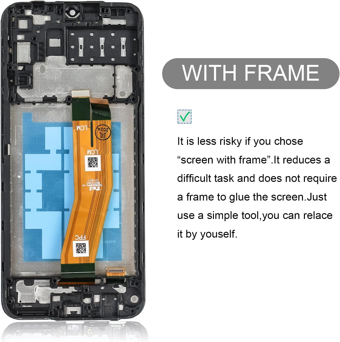 Dinow Samsung Galaxy A14 4G Screen Replacement Screen for Samsung A14 LCD Touch Screen A145 Digitizer with Frame (Black) image number 1