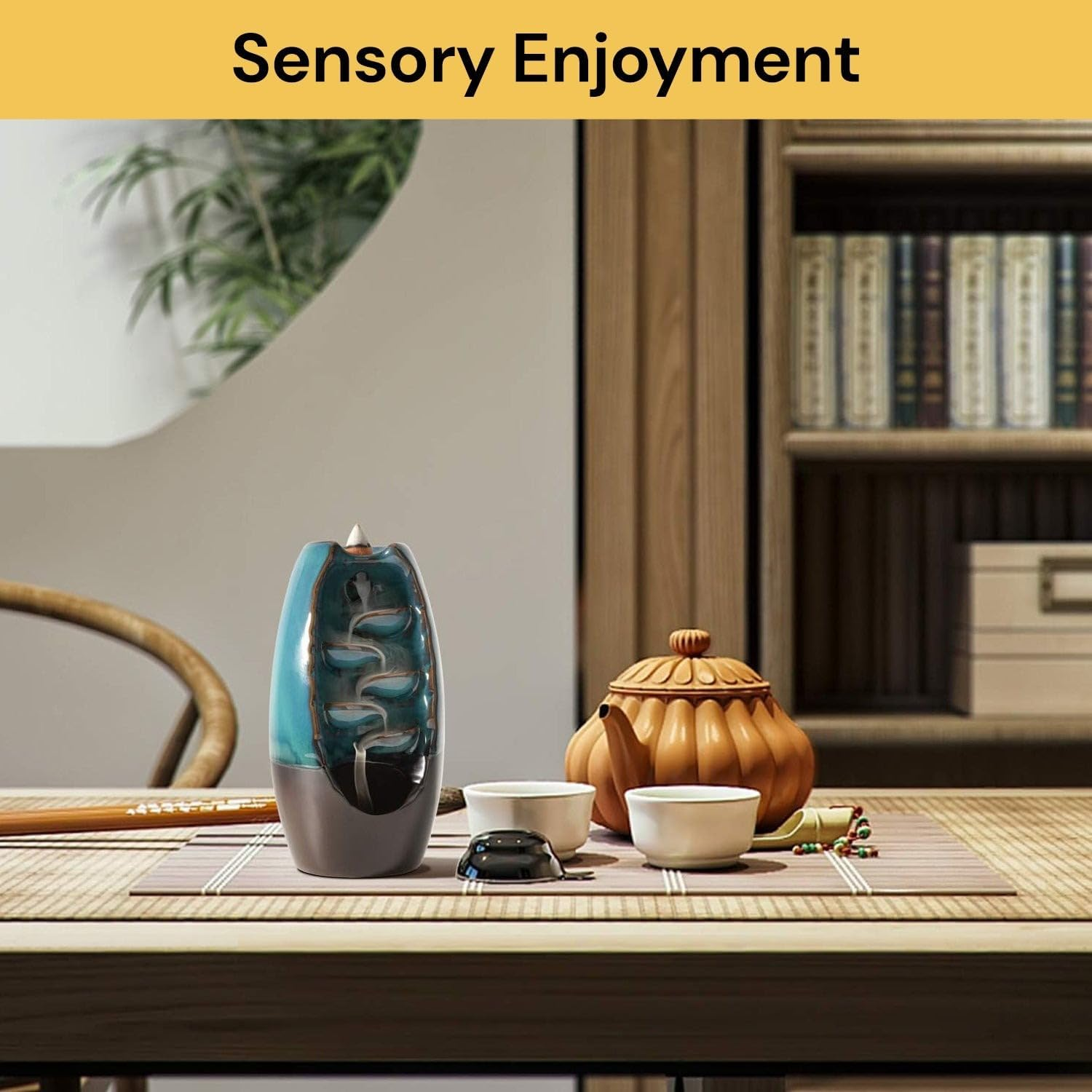 Ezonedeal Mountain River Handicraft Incense Holder Backflow Ceramic Burner Censer Holder for Home Decor Aromatherapy Relaxation Gifts image number 4