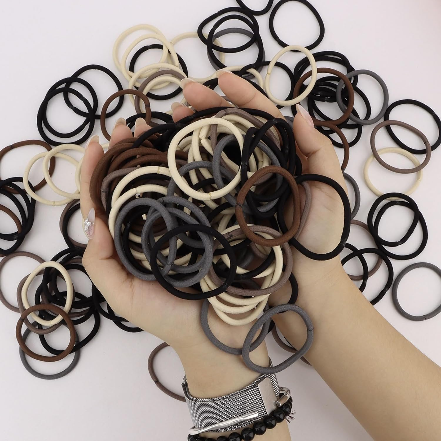 Bumlofa Pack of 200 Minimalist Monochrome Hair Bobbles Plain Hair Accessories Essence Ideal for Hair Bobbles Girls & Hair Scrunchies Women image number 2