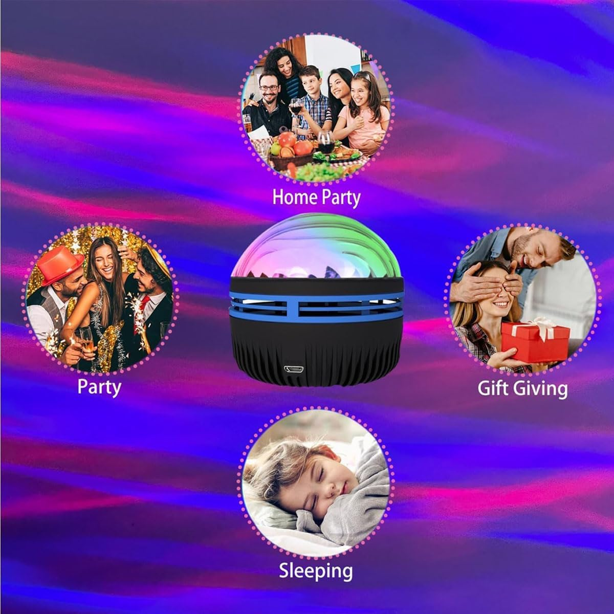 Aurora Dimension Light, Aurora Borealis Light Projector, Blazely Light, 2 in 1 Northern Lights and Ocean Wave Projector with 14 Light Effects, Dual Projection Lampshade (1Pcs Water Ripple) image number 2