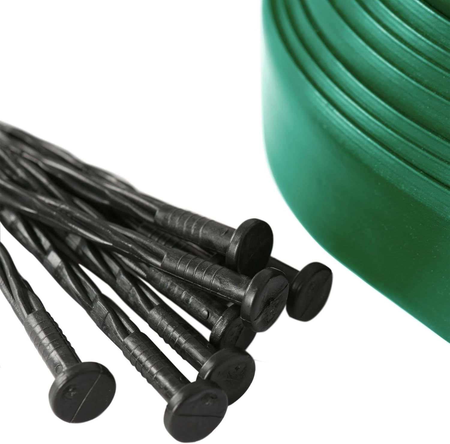 Harbour Housewares 10M Flexible Lawn Edging with 40 Pegs - Green - Plastic Garden Edging Grass Border Flower Bed Stone Path Edge Height 4Cm Patio Landscaping Divider Palisade image number 2