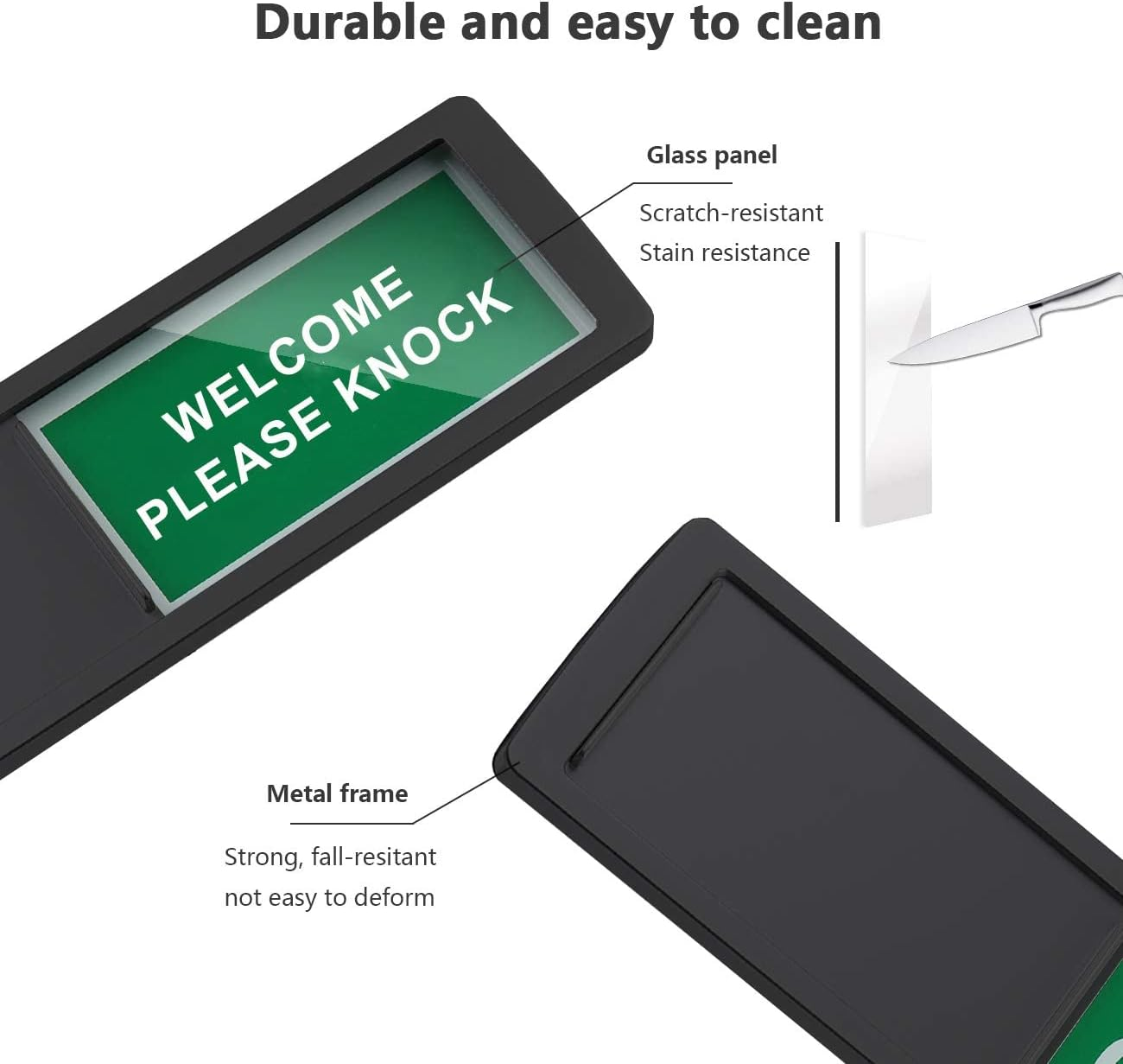 Do Not Disturb Privacy Door Sign, Please Knock for Home Office Restroom Conference Hospital, Non-Scratch Magnetic Slider Door Indicator, 7'' X 2'' - Black image number 4