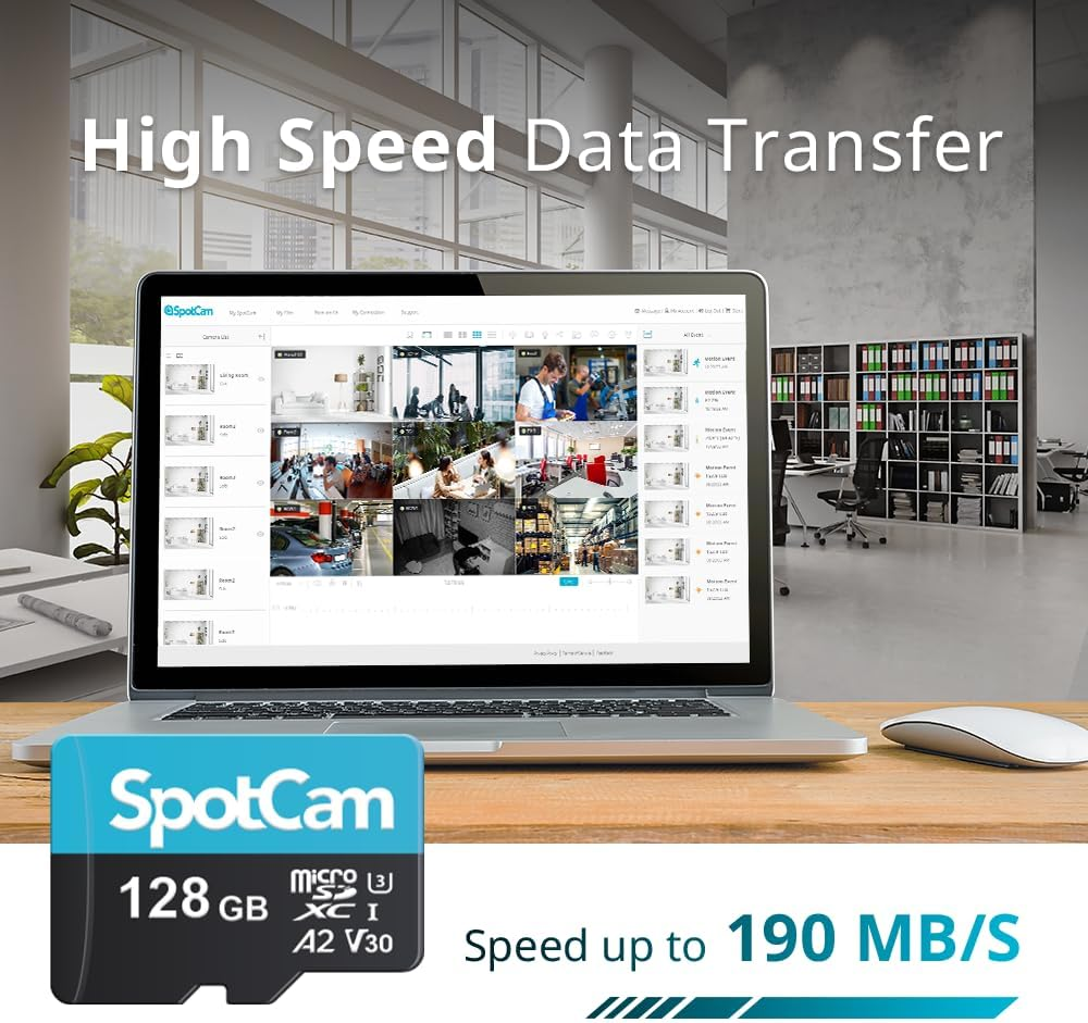 Spotcam 128GB Extreme Microsdxc UHS-I Memory Card, 128GB Microsdxc Full HD & 4K UHD, UHS-I, U3, A2, V30, Expanded Storage for Surveillance Camera image number 1