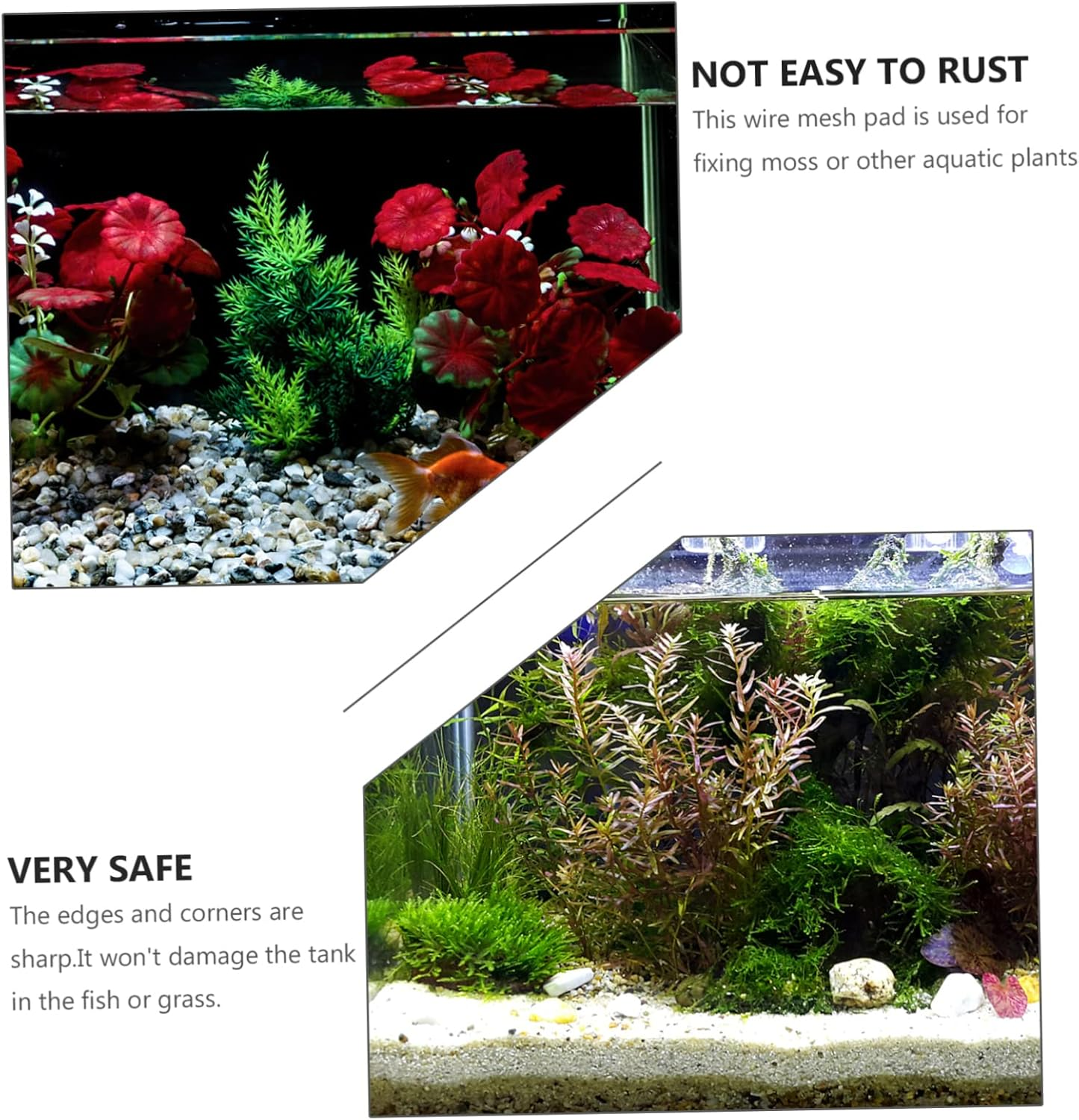 Mobestech 8Pcs Stainless Steel Wire Mesh Pad Grass Plant Fixed Net Moss Met Aquarium Fixed Mesh Pad Aquatic Plants Meet image number 3