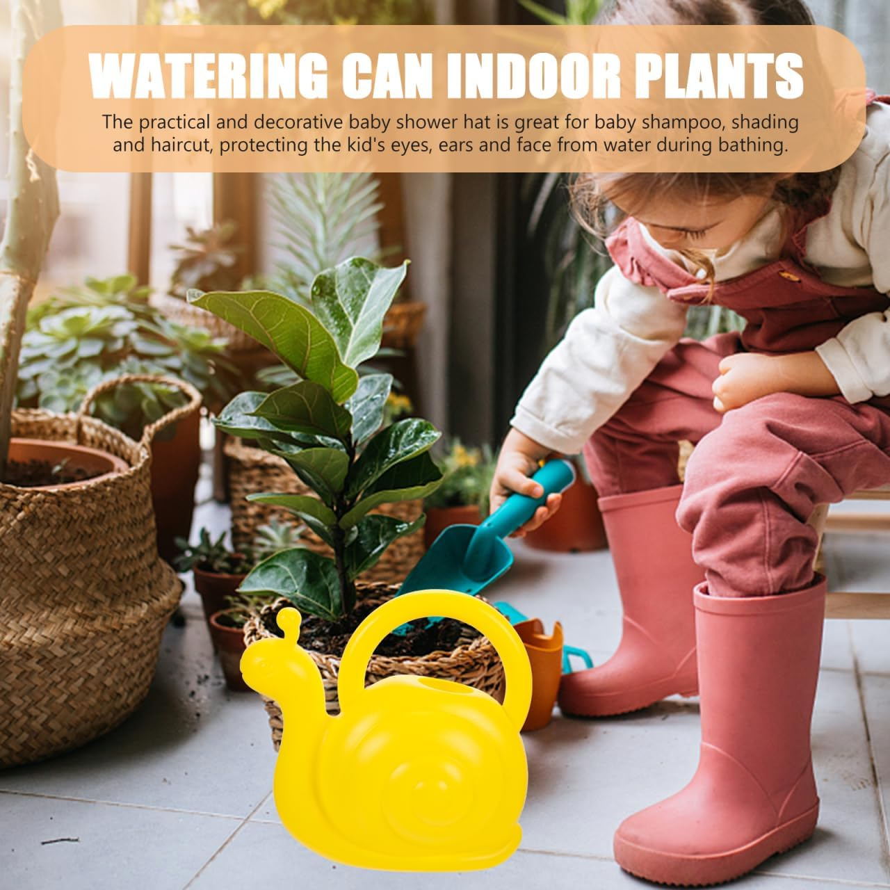 POPETPOP 2Pcs Snail Watering Can for Kids Indoor Watering Can Pot Plastic Cute Animal Watering Can Gardening Kettles for Flowers Plants Succulents Potted image number 5