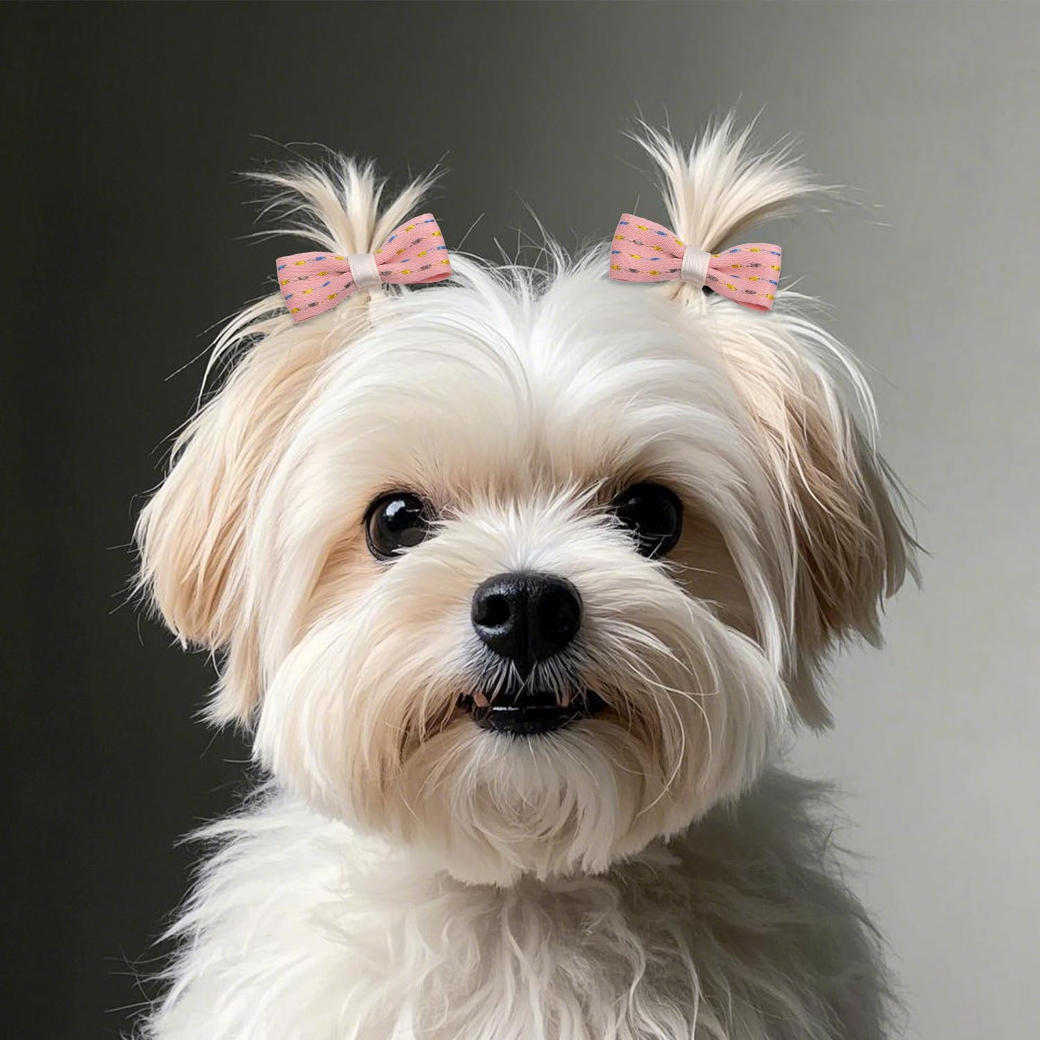 BOXOB 20Pcs Dog Hair Bows Pink Bows for Small Dogs Cute Elastic Bows for Dogs Elastic Hair Rabbit Flower Bows for Puppies image number 5