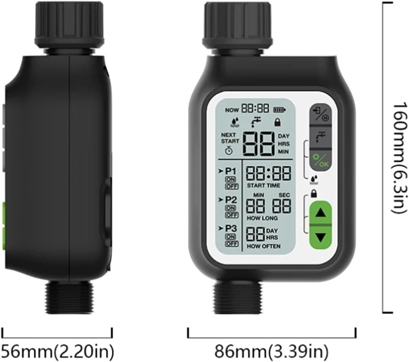 Ausale Digital Water Timer, Sprinkler Timer Programmable, Garden Hose Timers for Watering Large LCD Display, Manual Irrigation Mode, IP65 Waterproof Lawn Patio Farm (HCT355)