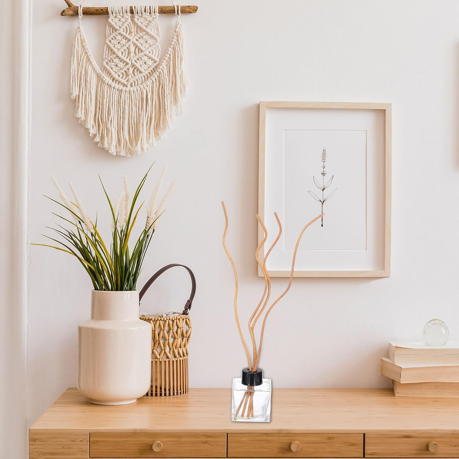 Sourcing Map 20Pcs Wavy Rattan Reed Diffuser Sticks, 28Cm/11 Natural Wooden Rattan Fragrance Diffuser Refill Sticks Replacement for Home, Bedroom, Hotel, Bathroom Shelf Decor (Light Coffee) image number 2