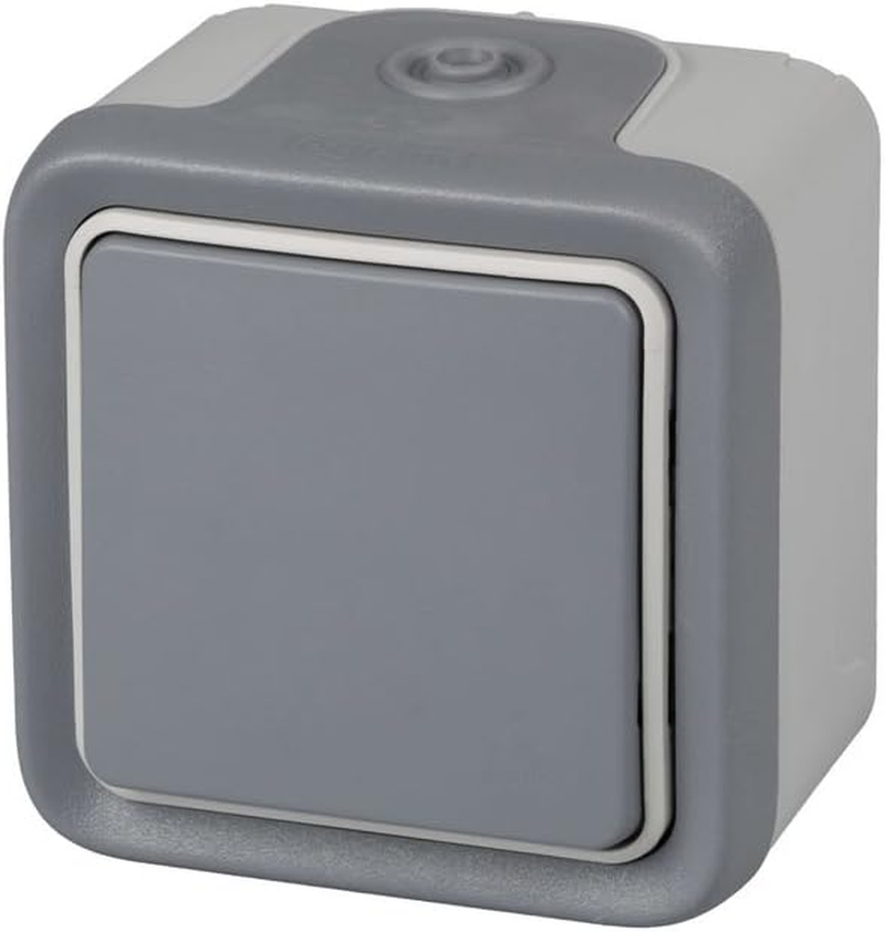 Legrand, 191502 Plexo &ndash; Wall Switch - Push-Button Switch from the Plexo Range, Waterproof, Outdoor, Water-Resistant (IP55), Grey