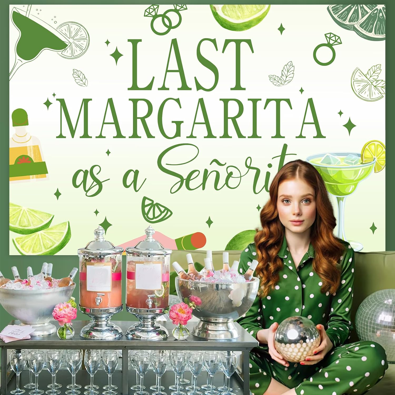 Wonmelody Margarita Bachelorette Party Decorations 5*3 Ft Last Margarita as a Senorita Backdrop Banner Mexican Fiesta Bachelorette Decor for Final Fiesta Bachelorette Bridal Shower Tequila Hen Party image number 5