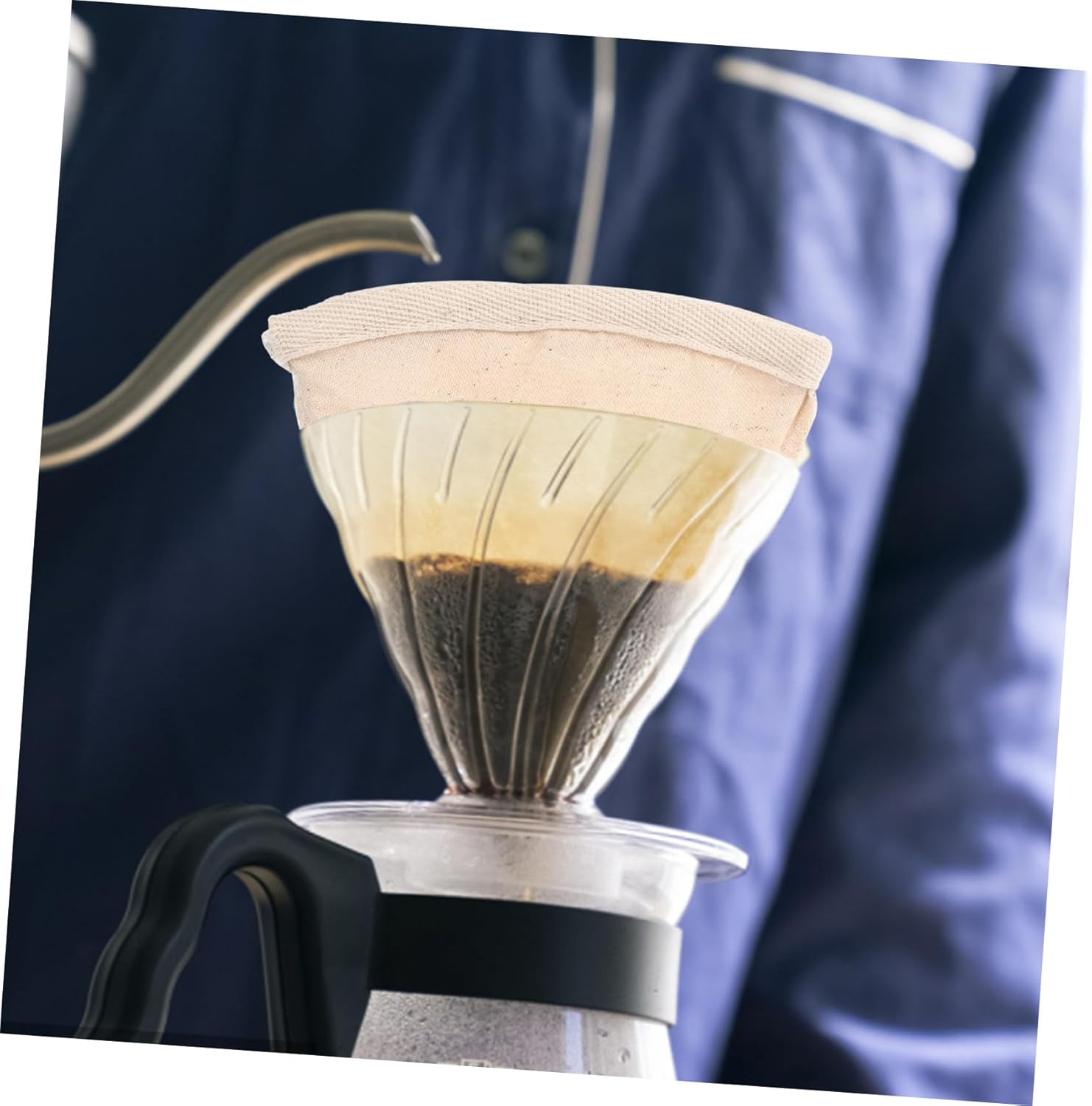 Happyyami 2Pcs Reusable Cotton Coffee Filter Bag Fine Mesh Strainer Pouch for Brewing Tea and Coffee Lightweight Portable Design with Strong Filtration Safe and Practical for Home and Travel image number 6