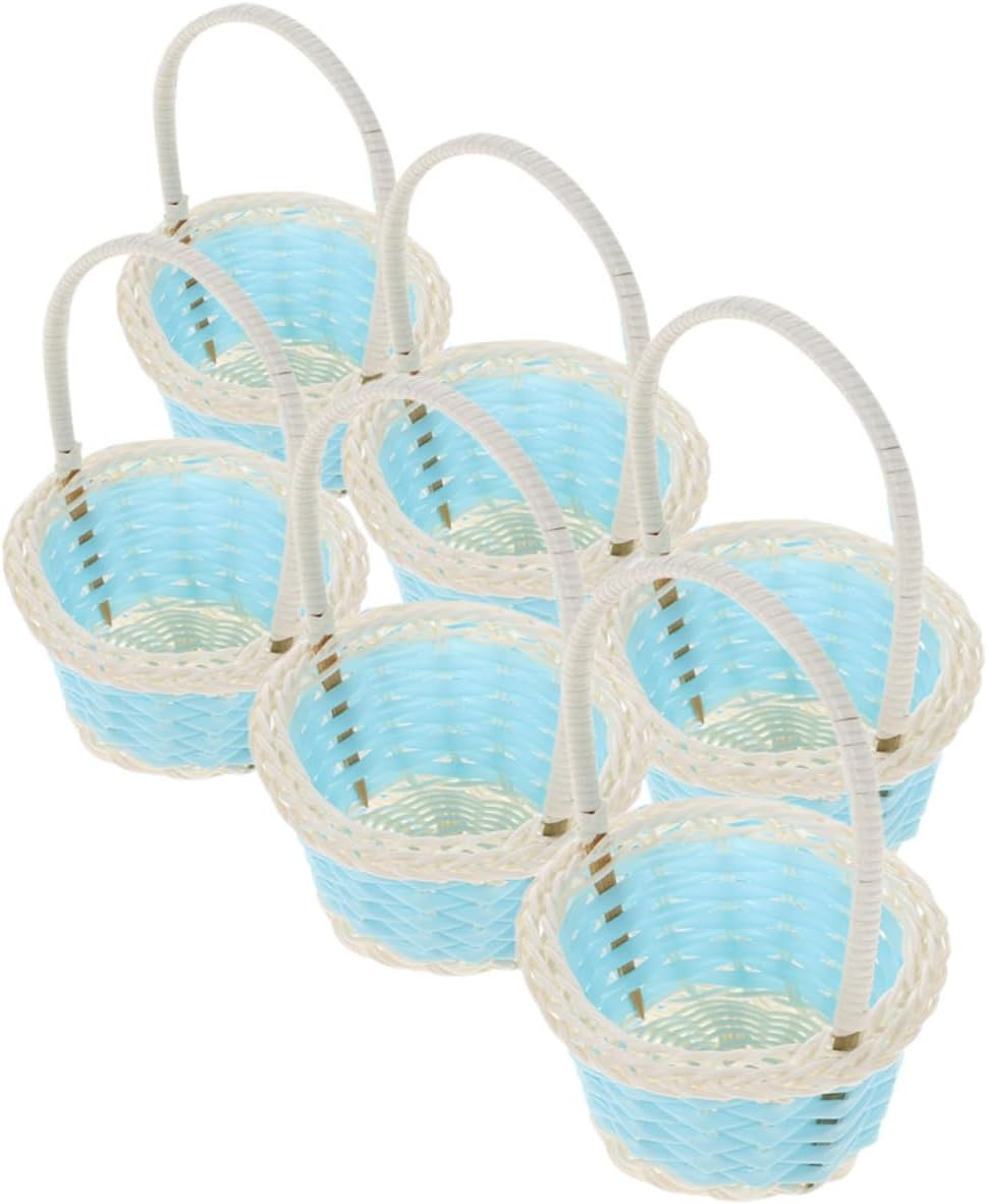 6Pcs Woven Baskets Plastic Storage Baskets Tiny Candy Serving for Shower Party Favors image number 1