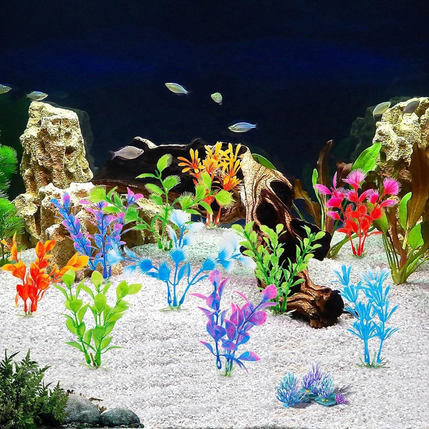 10PCS Artificial Aquatic Plants ，Plastic Aquariums Plants Decorations,Used for Household and Office Aquarium Simulation Plastic Hydroponic Plants. image number 4