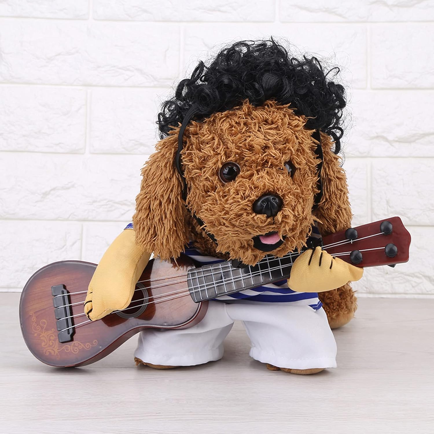 EVTSCAN Pet Guitar Costume, Dog Costumes Guitarist Player Ourfits for Halloween Christmas Cosplay Party Funny Cat Clothes(M) image number 3