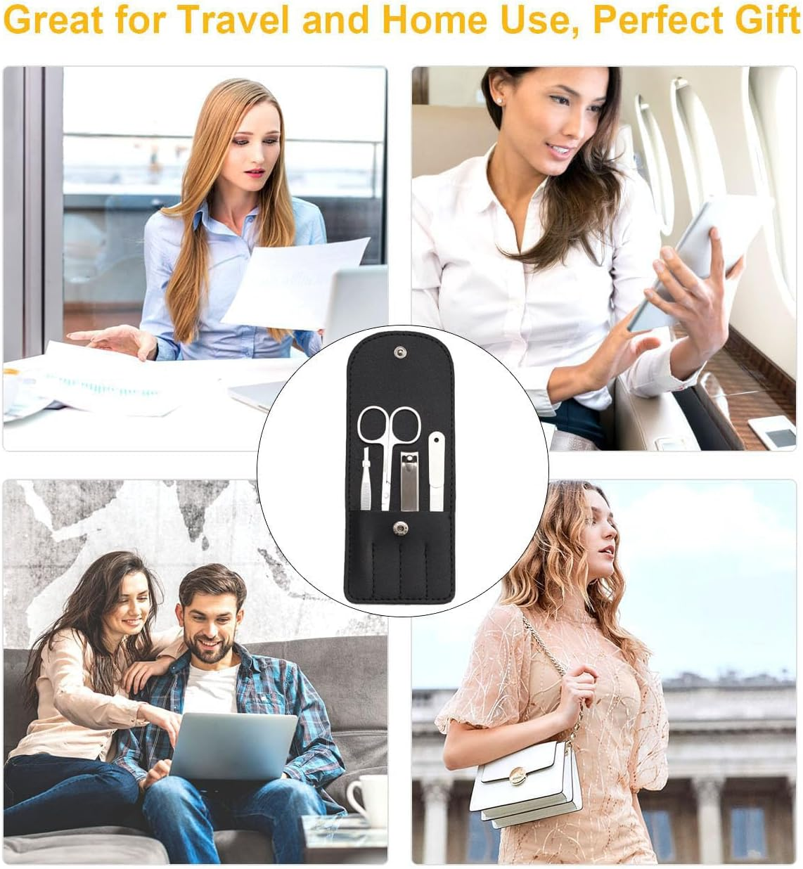 Manicure Set,4 PCS Professional Nail Clippers Kit Stainless Steel Pedicure Kit for Men Women Nail Care Tools Grooming Kit with Travel Case image number 1