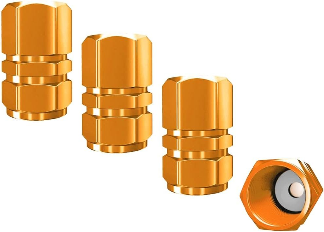 4 PCS Tire Stem Valve Caps Wheel Valve Covers Car Dustproof Tire Cap, Leak-Proof Air Protection Fits Cars, Trucks, Bikes, Motorcycles, Bicycles, Hexagon Shape Design (Black)