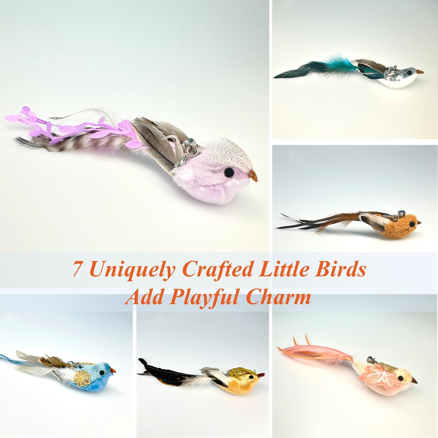 ZAYLUMO Interactive Cat Toys - Wand Toy with Suction Cup, 6 Bird & 5 Feather Replacement Heads, Perfect for Bored Indoor Cats &ndash; Engaging Cat Products with Bells & Natural Feathers image number 5