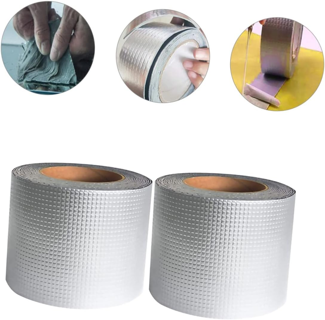 2 Rolls Butyl Repair Tape Super Aluminum Foil Tape for Roof Leaks Window Seals image number 5