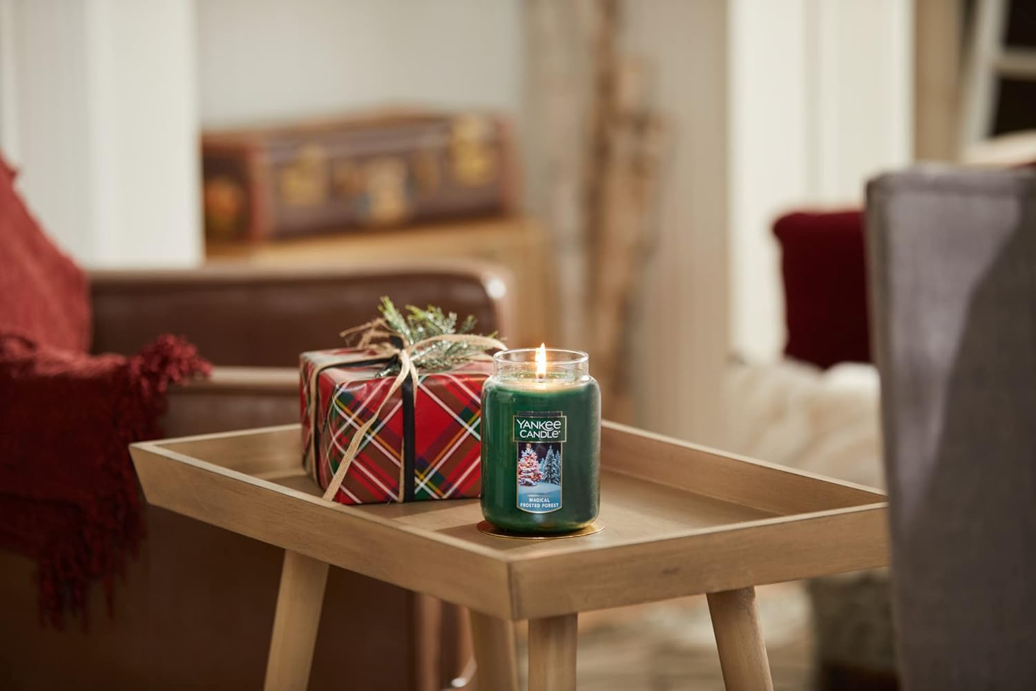 Yankee Candle Magical Frosted Forest Scented, Classic 22Oz Large Jar Single Wick Candle, over 110 Hours of Burn Time