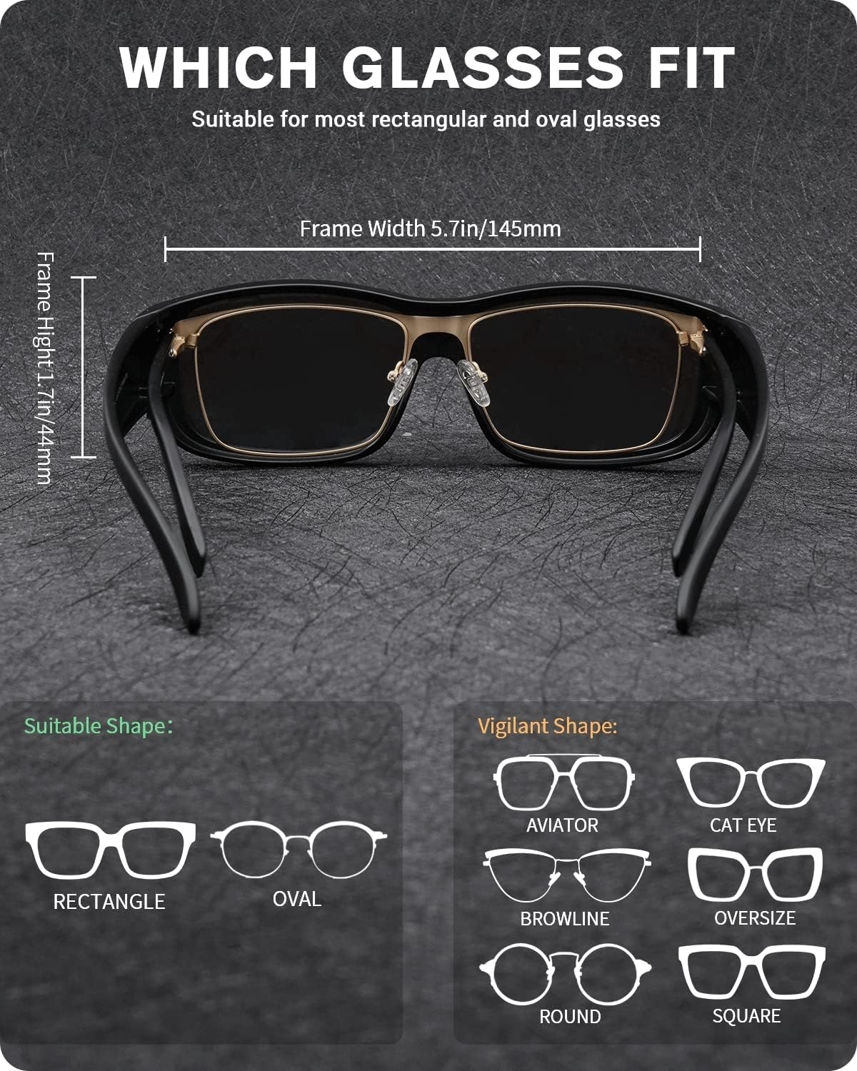 Meeloog Polarized Fit over Glasses Sunglasses for Men, Rectangle Wrap around Sun Glasses for Driving Riding Fishing MST0006 image number 3