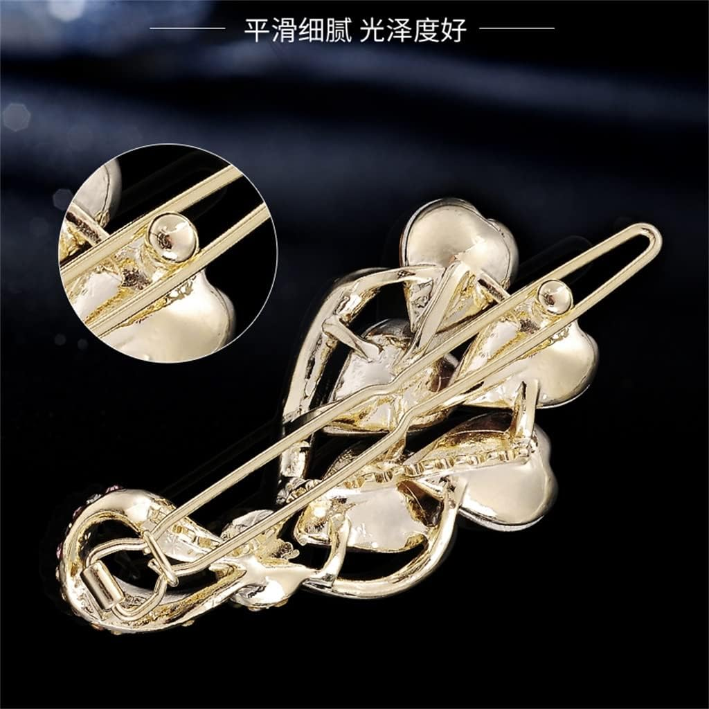 Rhinestone Hairpin,Crystal Barrette,Curl Hair Clip,Hairpin Side Clip Rhinestone Wild Small Hairpin Hairpin Hairpin One Word Clip Bangs Clip (Color : B, Size : 5.7 * 2.6Cm) image number 5