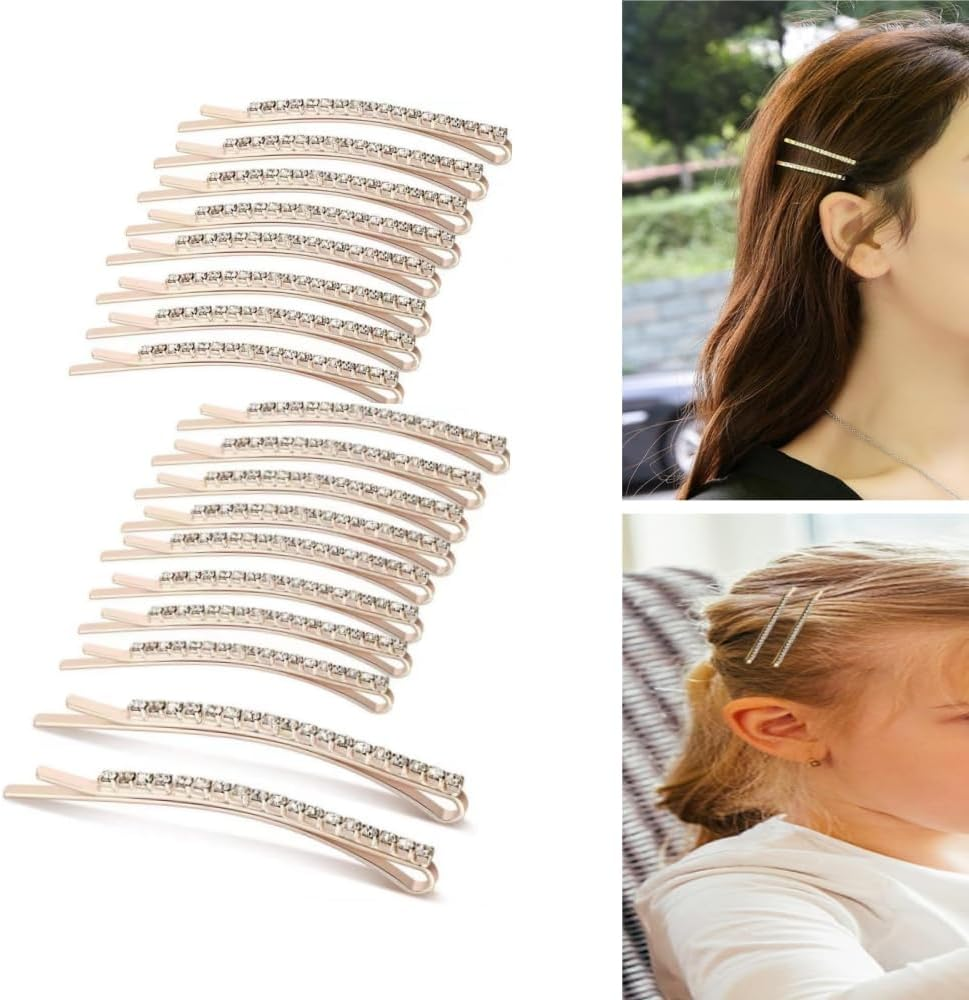 Changyeah Crystal Hair Pins, 12 Pieces Crystal Hair Pins, Diamond Hair Clips, Hair Clips, Accessories for Women, Girls, Gift and Birthday (Gold) image number 3