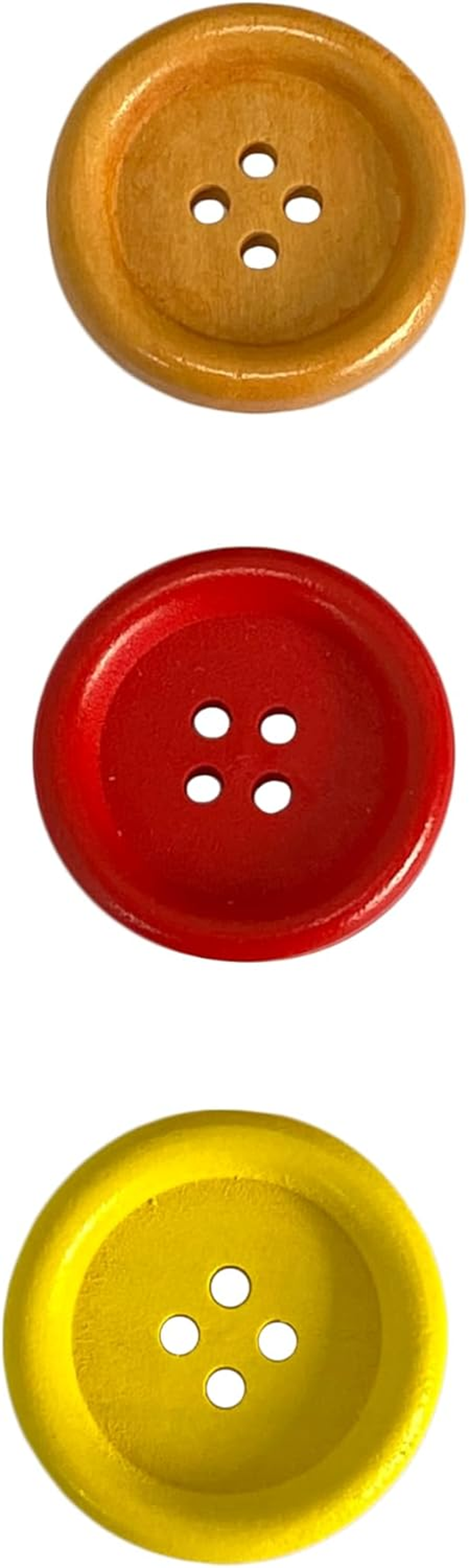 Aoozleny DIY Handmade Wooden Clothing Sewing Button - Solid Color 4Holes Sewing Button for Making Sweater Shirt/Diy Socks, Pack of 100, Multi-Color, 1"(25Mm) image number 3