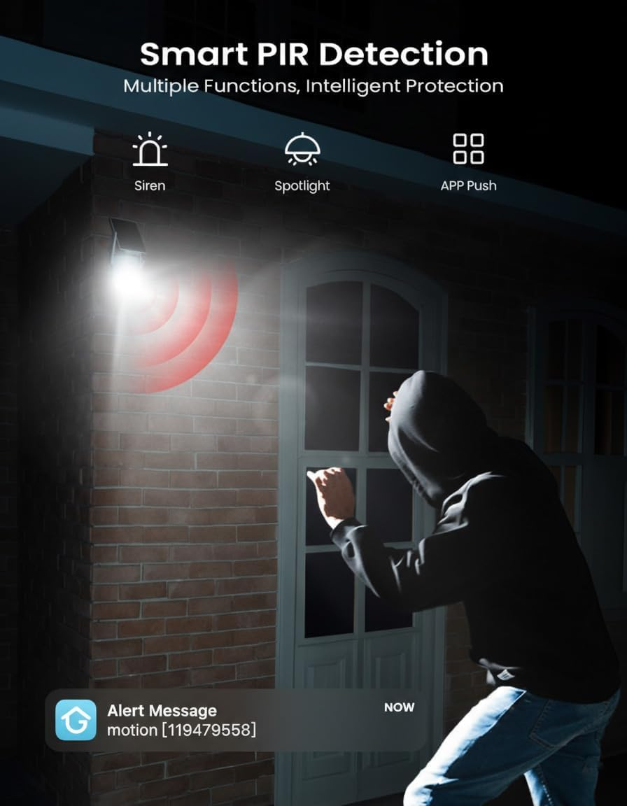 Iegeek 2K Security Cameras Wireless Outdoor, with Adjustable & Removable Solar Panel, 2.4G Wifi Camera Surveillance Exterieur 360&deg;PTZ, Smart Motion Sensor, Light & Siren,Compatible with Alexa