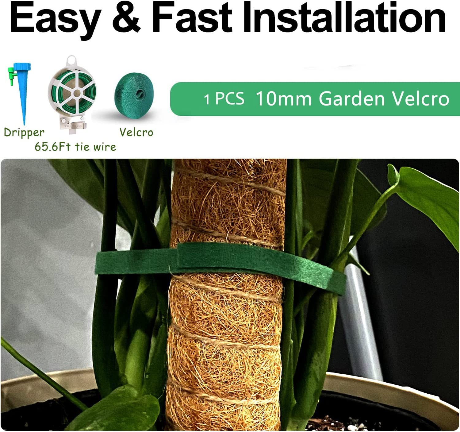 4 Pack Moss Pole for Plants Monstera, 15.7 Inch Plant Stakes Support Plant Coconut Silk Climbing Pole Coco Sticks with Garden Ties for Indoors Outdoor Plants Climbing Plants Growth (4 PCS) image number 6