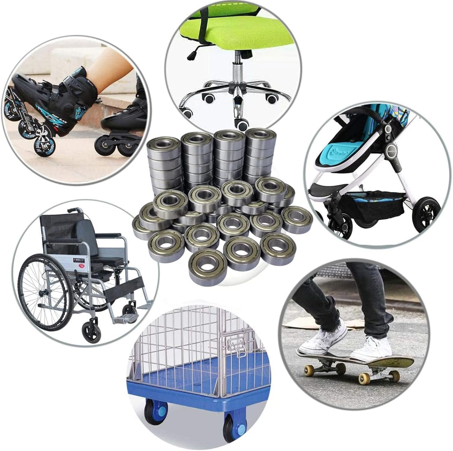 608 ZZ Ball Bearings 20 Pcs Metal Ball Bearings Double Shielded Miniature Groove Ball Bearings Carbon Steel Bearings for Skateboard Roller Inline Skates ﻿ image number 3