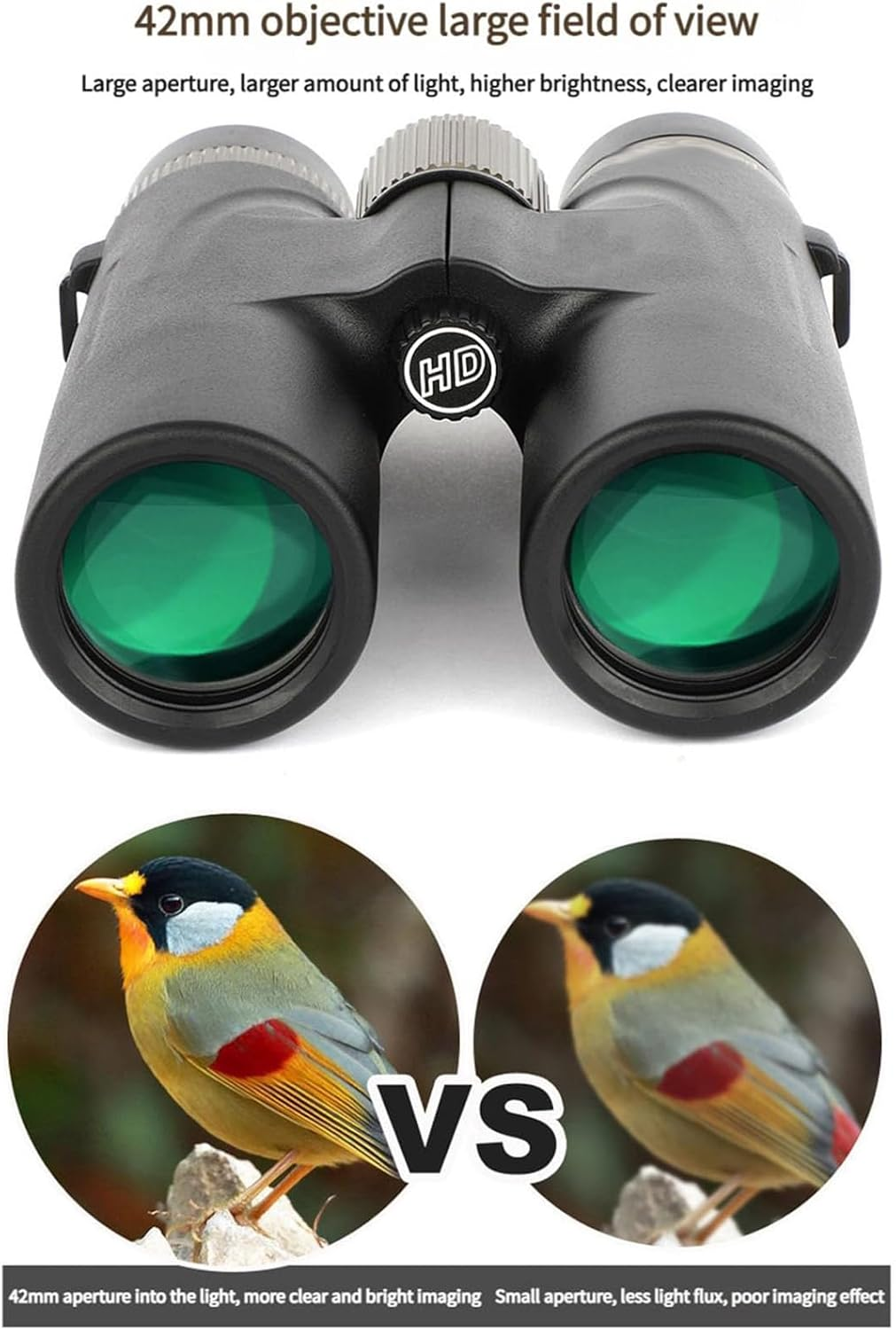 12X42 Adults High Magnification Binoculars, Waterproof & Fogproof, Wider View, Night Vision, Great for Bird Watching, Hunting & Travel and Concerts (Green) image number 3