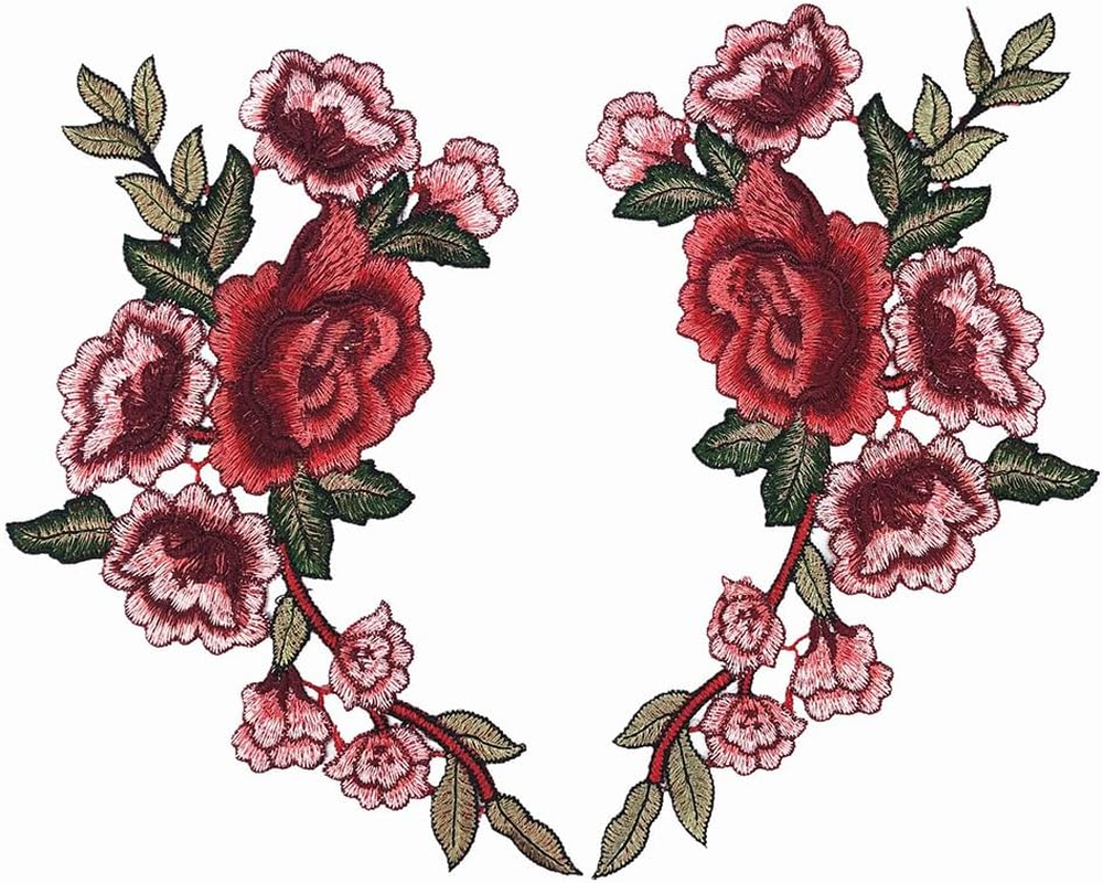 12 Pcs Openwork Embroidery Appliques(6 Pairs),Sew on Embroidered Flower Patches,Rose Embroidered Patches for DIY Crafts Making,Jeans,Hat,Backpacks,Jacket,Bags, Clothes,T-Shirt,Dress,Blouses