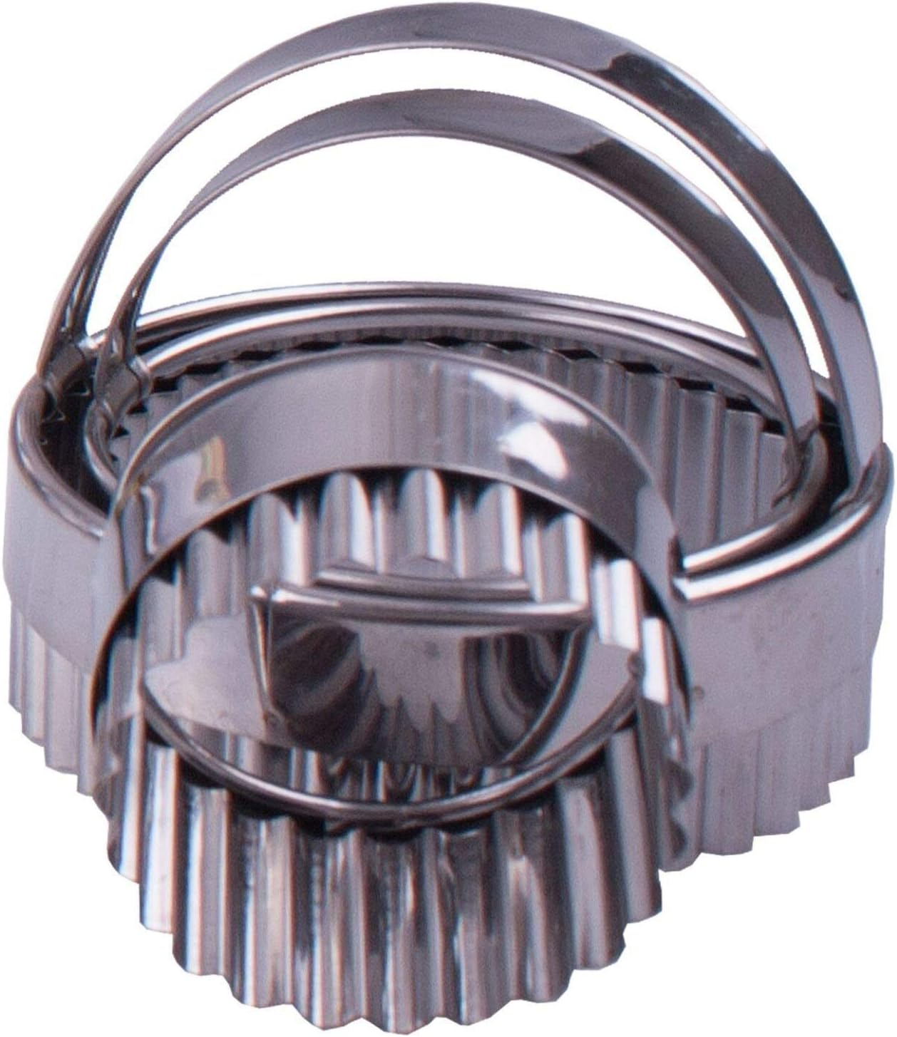 Appetito Stainless Steel Crinkle Scone Cutters W/Handle Set 3