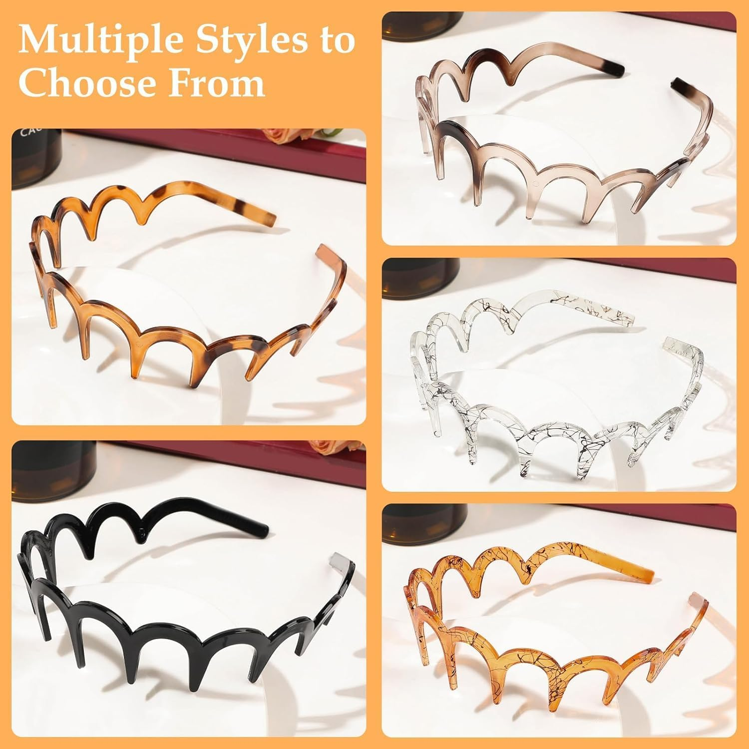 Headband & Hair Band Set, U-Shape High Cranium Head Bands with Wavy Teeth Design, Vintage Style Hairbands for Women - 5 Pieces image number 3