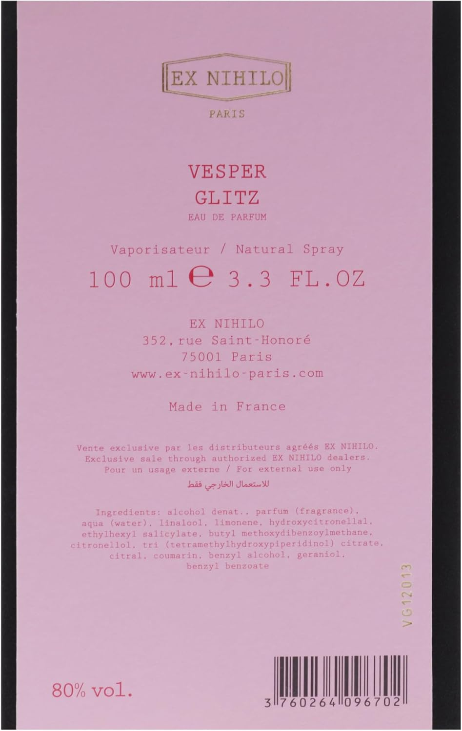 Vesper Glitz by Ex Nihilo for Unisex - 3.3 Oz EDP Spray