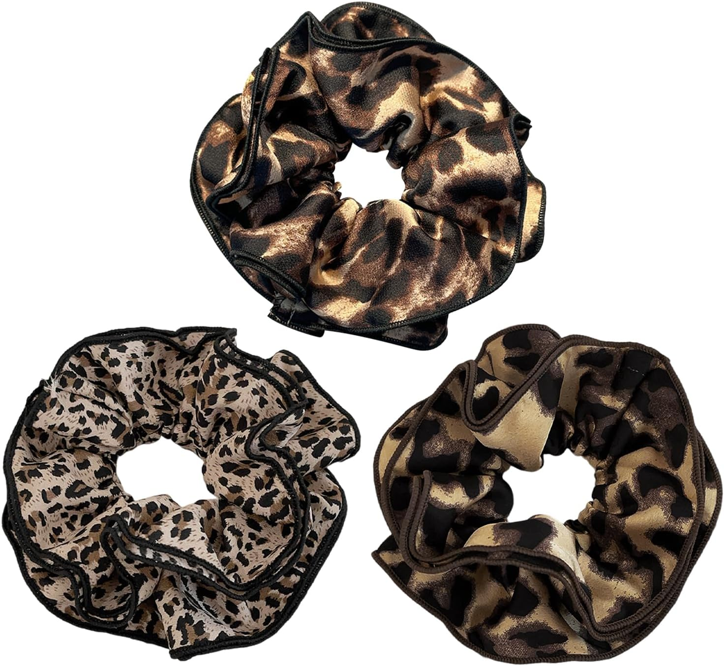 3 Pieces Leopard Print Large Intestinal Hair Ring, Retro and Fashionable, High Ponytail Stretch Elastic Band, Elees Temperament, Women'S Hair Accessories, Fixed Ponytail Decoration. image number 5