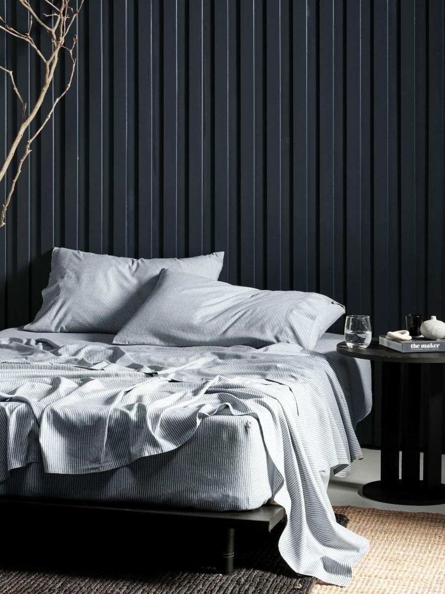 Line House Rejeaneration Adrie Bed Sheet Set, Charcoal, King Bed image number 1