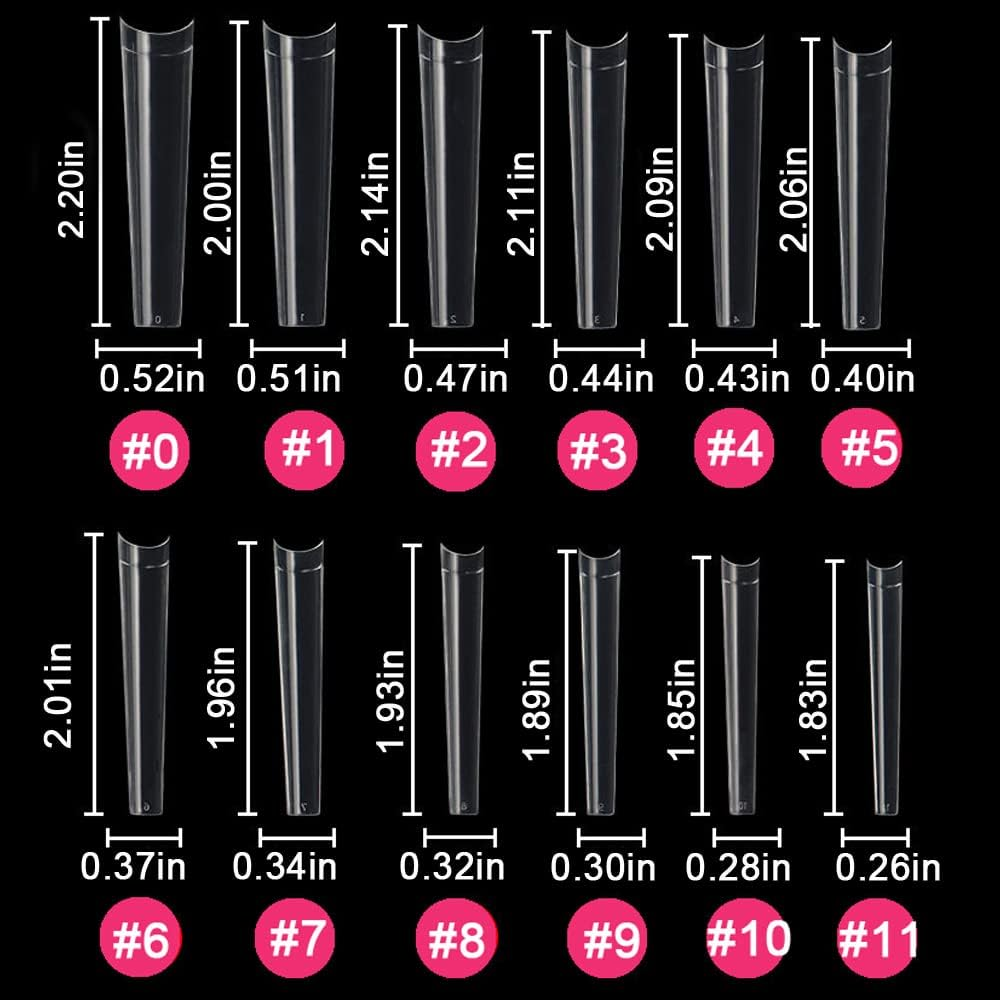 No C Curve 3XL Long Coffin Nail Tips, 420Pcs Clear Acrylic Coffin Shape SWETIDY Flattened Half Cover False Nails for Salon&Home DIY French ABS Nail Art Tips,12 Sizes image number 2