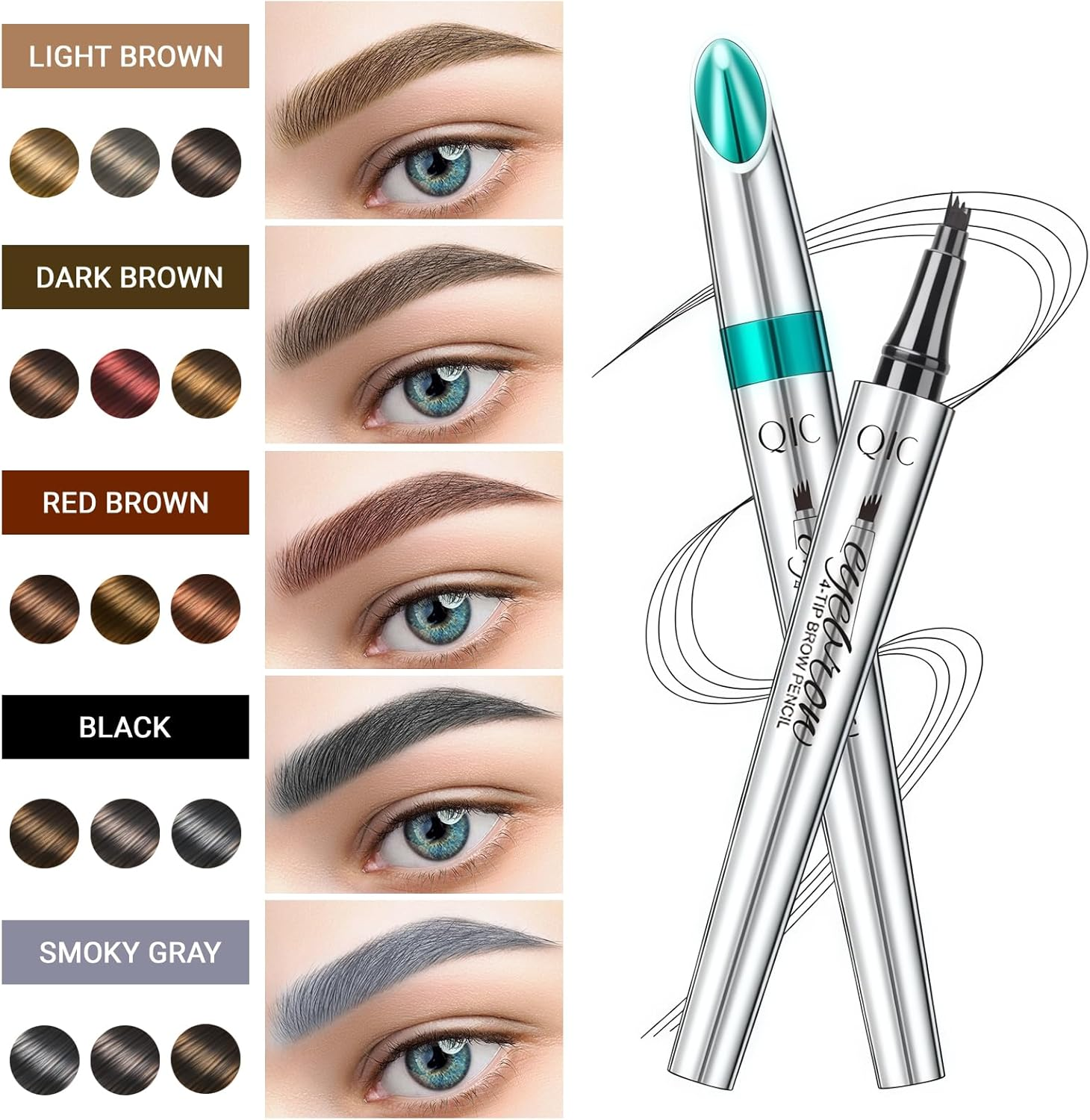 YBUETE Eyebrow Pen Microblading Eyebrow Pencil, Four-Pronged Tip Microfine Split Eyebrow Pen, Professional Bionic 3D Natural Eyebrow Makeup, Long-Lasting Waterproof Eye Brow Pencils for Women image number 5