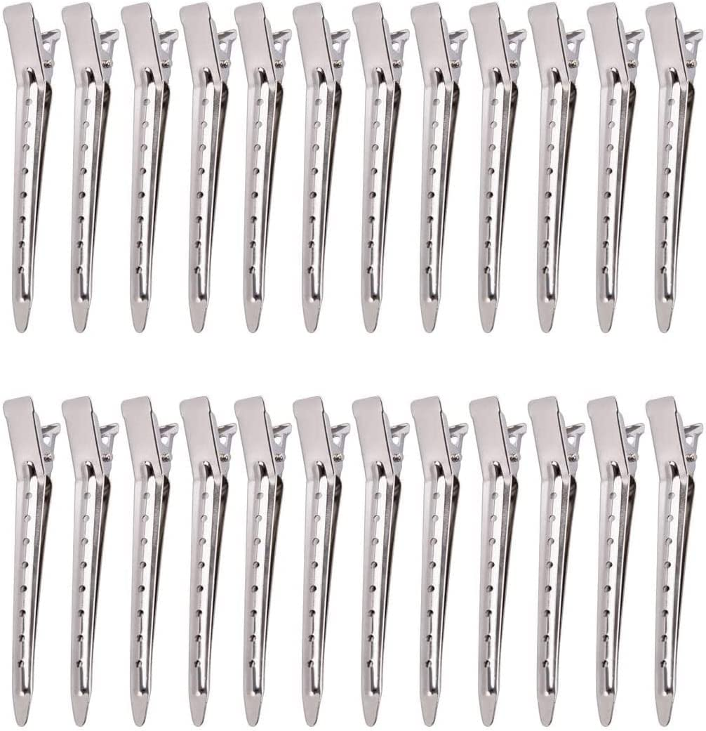 24 Pcs Metal Duck Billed Hair Clips Silver for Styling Sectioning, 3.5 Inches Rustproof Metal Alligator Curl Clips Pins for Curls & Long Hair (Silver) image number 3