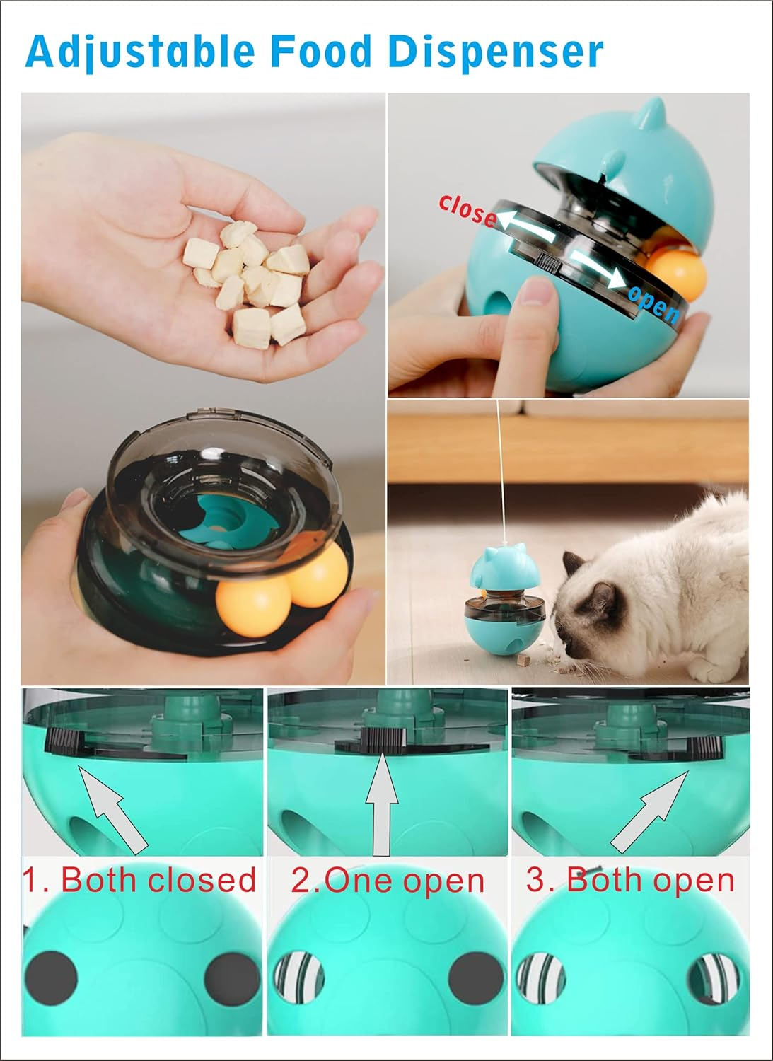 Cat Treat Dispenser Tumbler Interactive Puzzle Feeder, Cat Snacks Temptations Ball Food Puzzle Toy image number 5