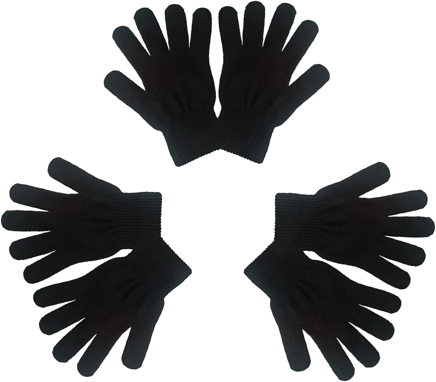 Vabx-Purple 3 Pairs Magic Gloves Black Warm Gloves Winter Knitted Gloves for Kids Teens Adults Women Cold Weather Gloves image number 2