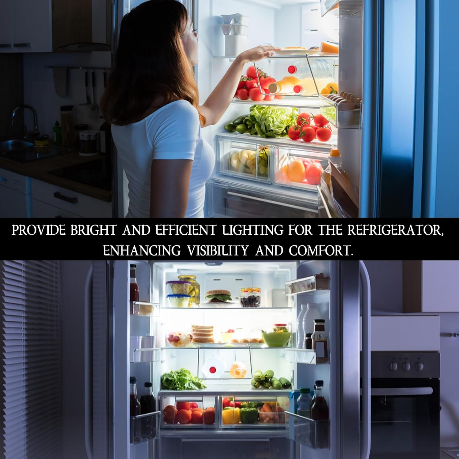 Pack of 4 LED Light Strips, Light Strips for Refrigerator, Replacement Fridge Lamp Compatible with Rongsheng/Hisense Refrigerator, Compatible with Model E349766 MDDZ-162A 1629348, DC12V 2W Fridge