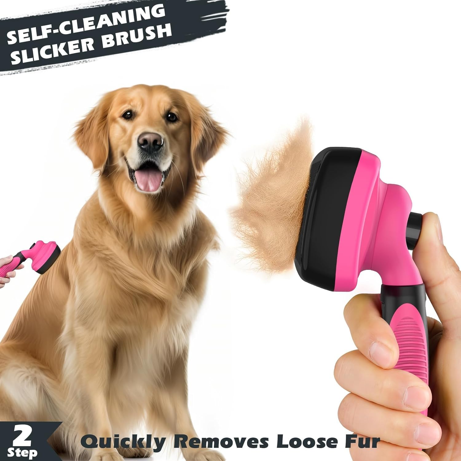 3 Pcs Dog Grooming Kit, Reusable Dog Brush for Shedding, Pet Supplies for Take Out Loose Hair and Tangles, Suitable for Pet Care (Pink Black)