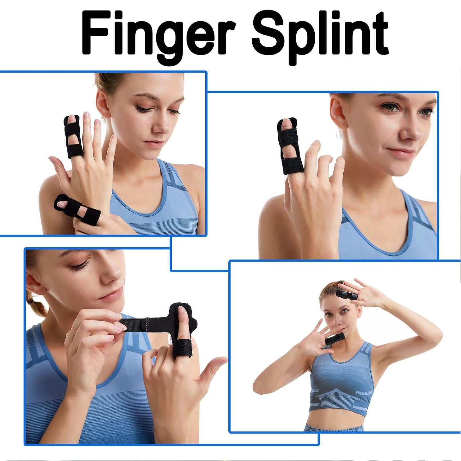 KOZTOL Finger Splint, 4Pcs Finger Brace Support Stabilizer, Adjustable Finger Brace for Index, Middle, Ring Fingers Straightening Arthritis Knuckle Immobilization