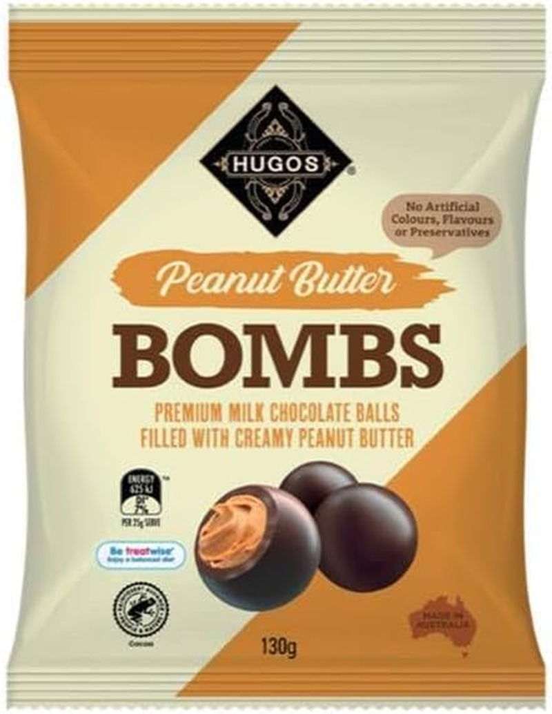 Hugos Chocolates Peanut Butter Bombs 130G, Chocolate Balls without Compromise or Comparison. Indulgent Favourites for the Perfect Snacks Sweets or Chocolate Gift image number 2