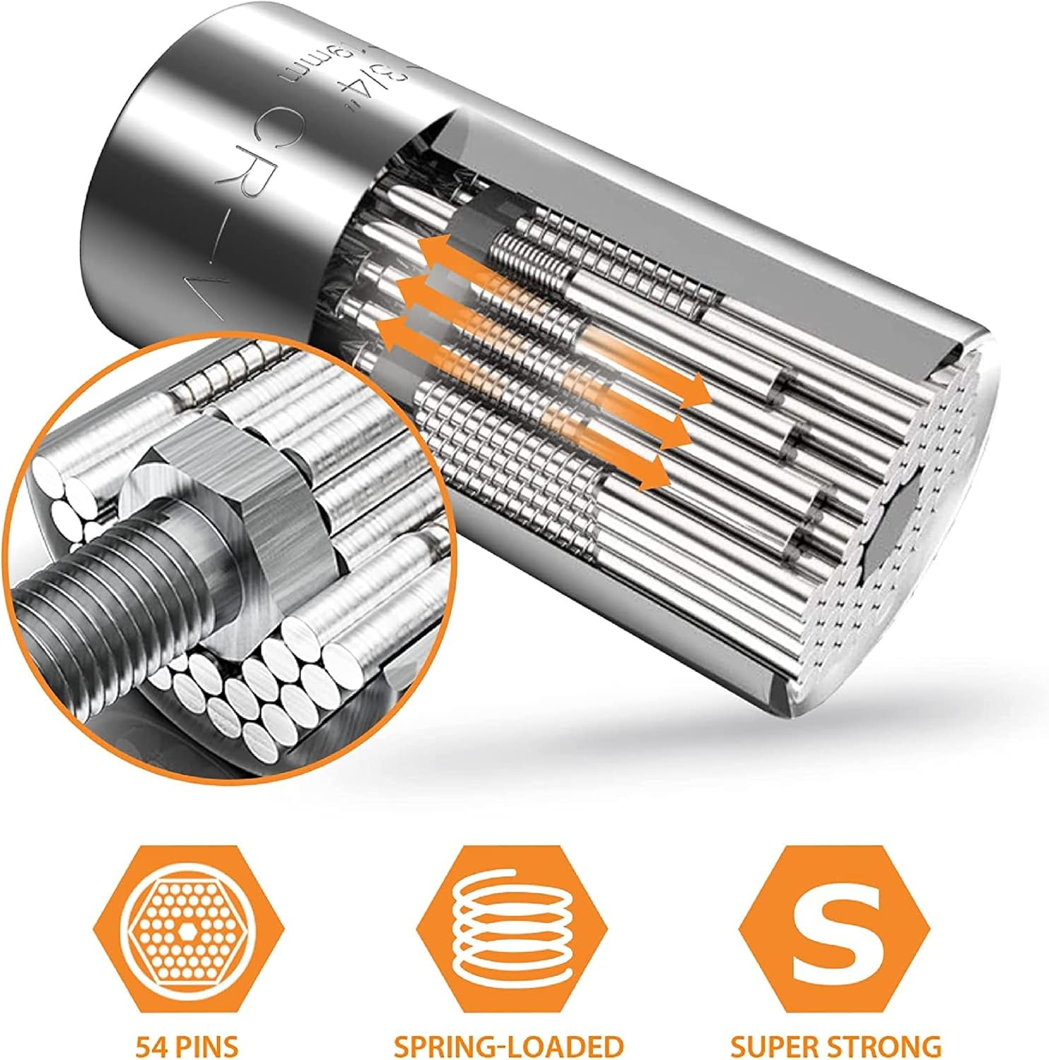 Universal Socket Wrench Set with Power Drill Adapter Fits Most Nuts & Bolts,1/4'' - 3/4'' (7-19Mm) Super Universal Socket Tool Kit Gifts for Men Husband Dad Father DIY Handyman image number 1