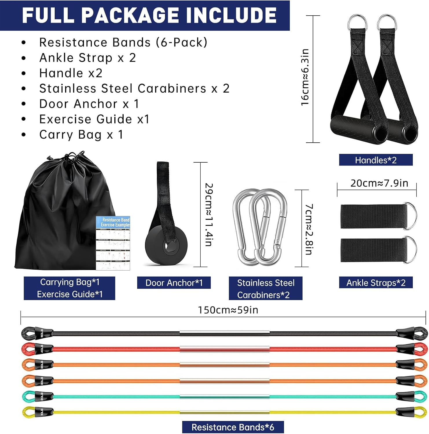 180 Lbs Resistance Bands Set Resistance Bands Weight Building Pulliing Rope with Ankle Strapes Door Anchor Storage Bag Kit Elastic Bands for Yoga Calisthenics Gym Crossfit TRX Pilates Home Gym image number 3